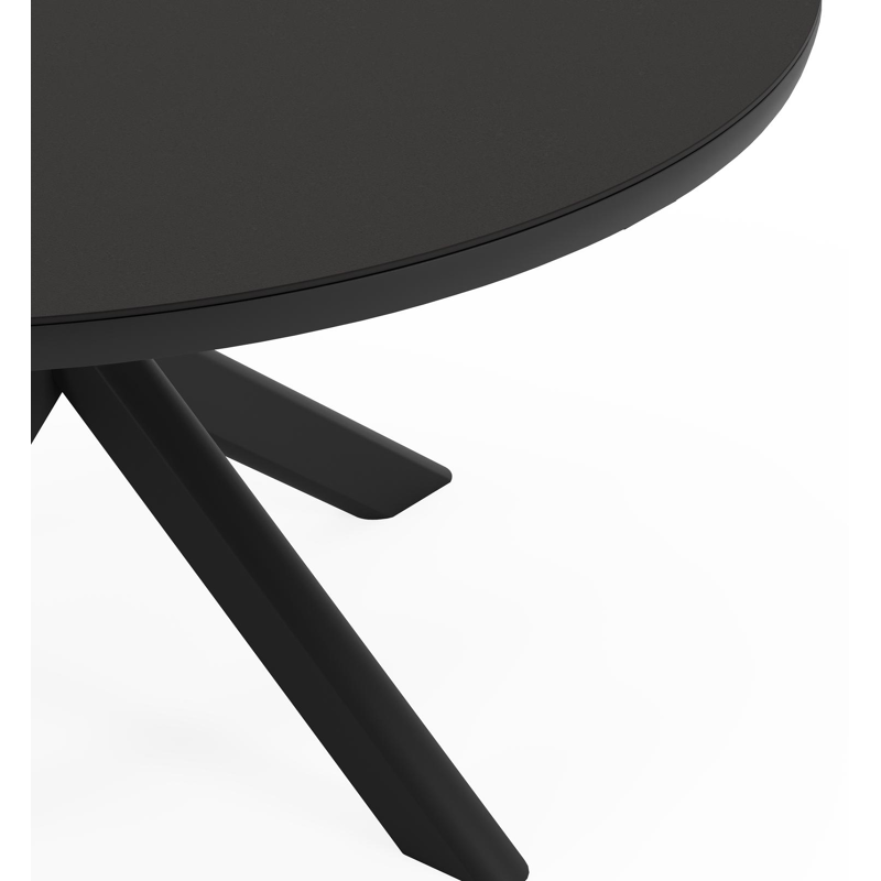 Pamplona tuintafel rond in zwart aluminium en sintered stone Notte minerale - Dia. 140 x H 72 cm