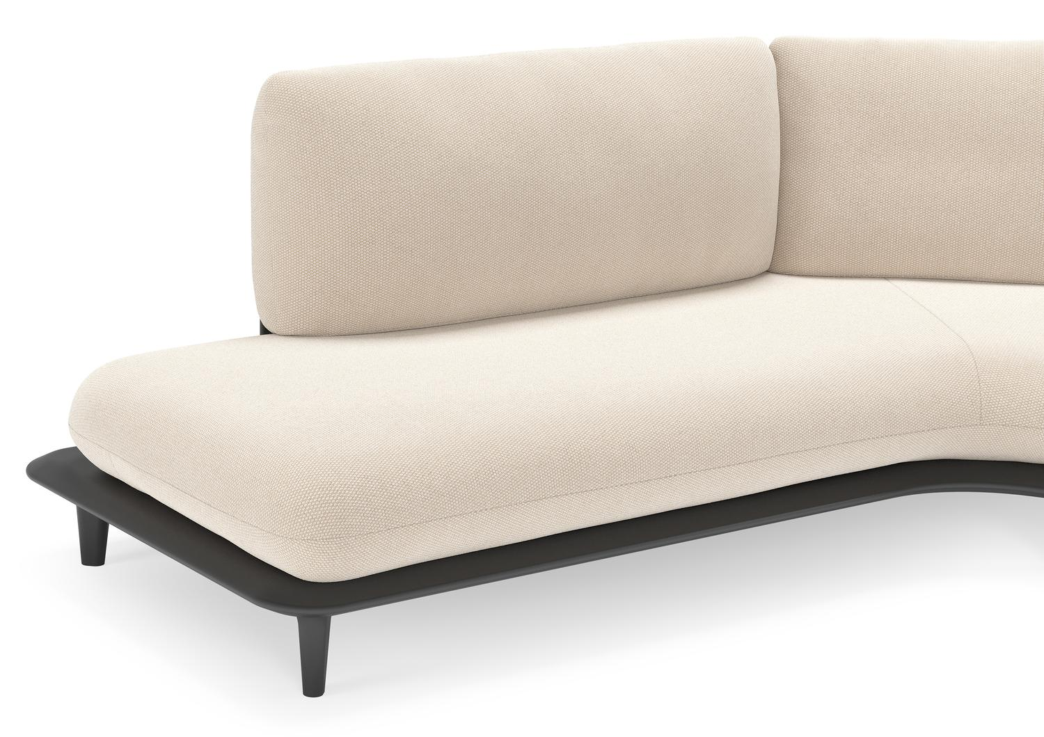 Salon de jardin d'angle Bomero en aluminium noir et coussins en all weather sunbrella® luxe lopi antique