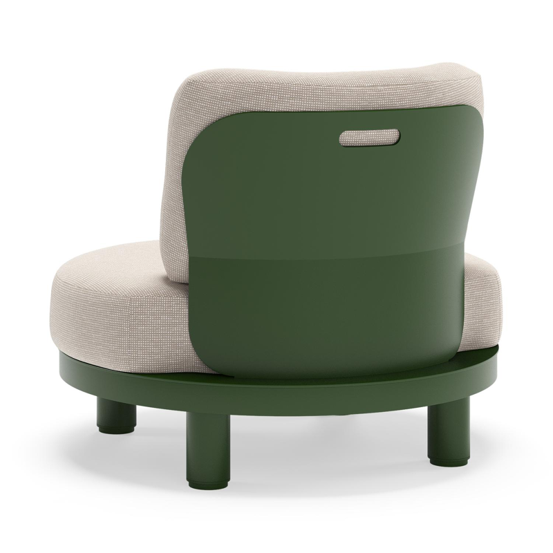 Donato loungestoel in groen aluminium met all weather sunbrella® luxe Slow Farafra kussen