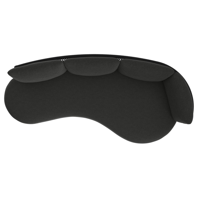 Lomano loungebank in zwart aluminium en zwart verticaal geweven luxe vlakke rope met chartres sooty all weather sunbrella® luxe kussen