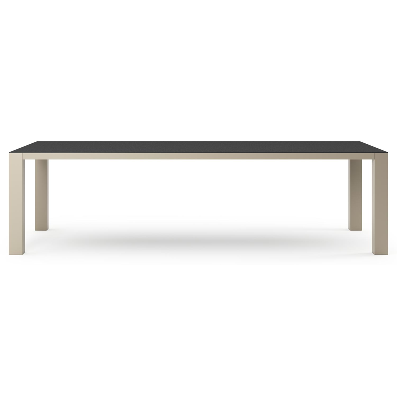 Table de jardin Nano rectangulaire en aluminium beige et céramique pleine Nero Black - Lg. 280 x Lrg. 110 x Haut. 75 cm