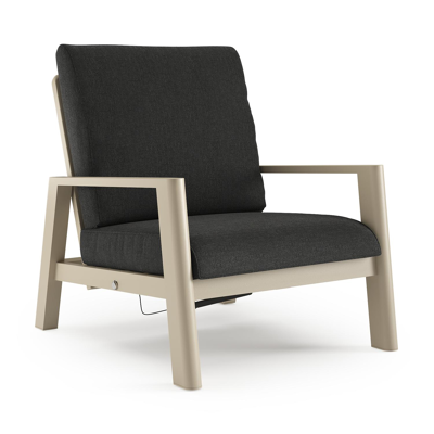 Cirello loungestoel 1-zit in beige aluminium met chartres sooty all weather sunbrella® luxe kussen