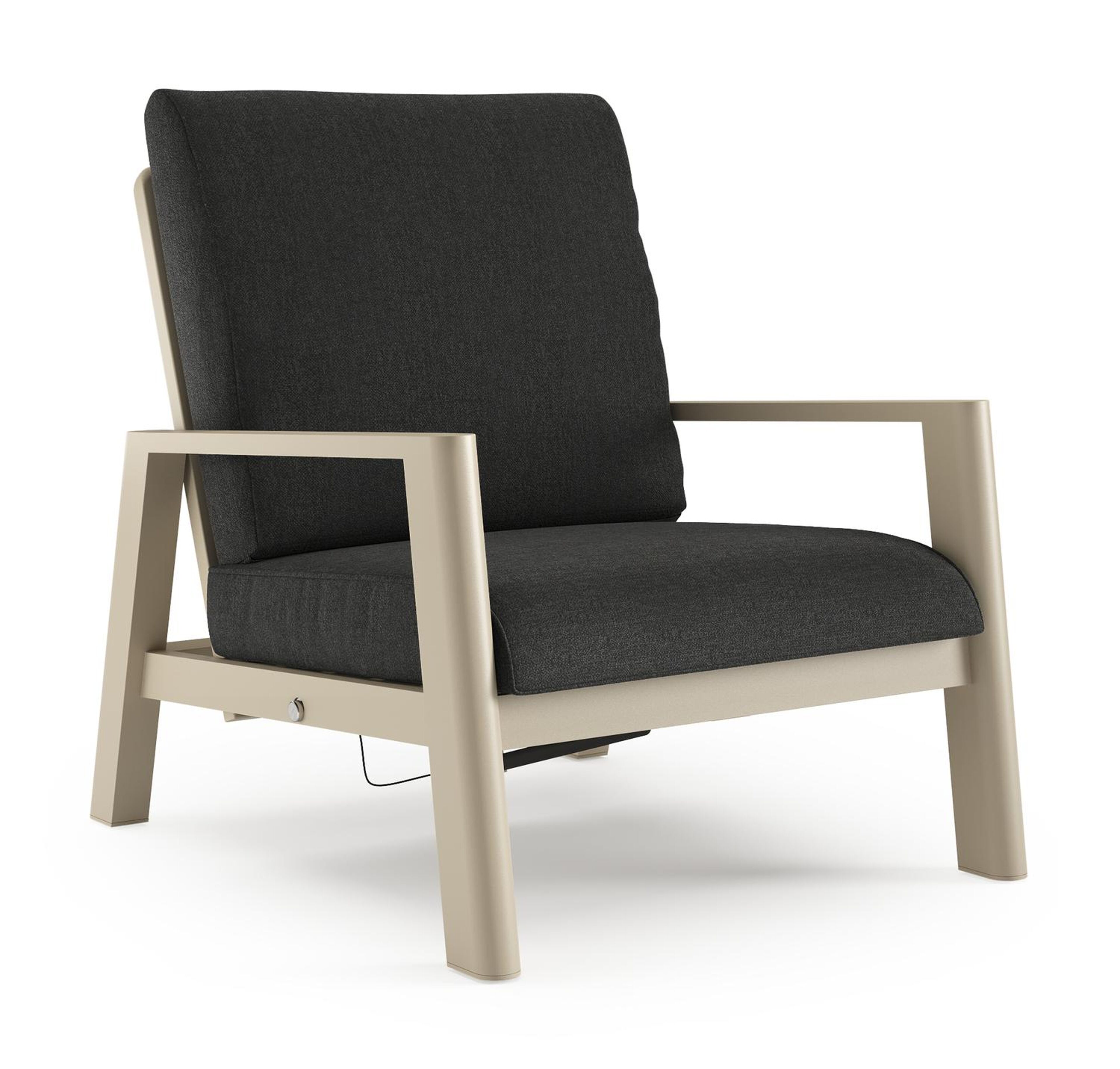 Cirello loungestoel 1-zit in beige aluminium met chartres sooty all weather sunbrella® luxe kussen