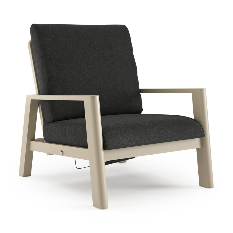 Cirello loungestoel 1-zit in beige aluminium met chartres sooty all weather sunbrella® luxe kussen