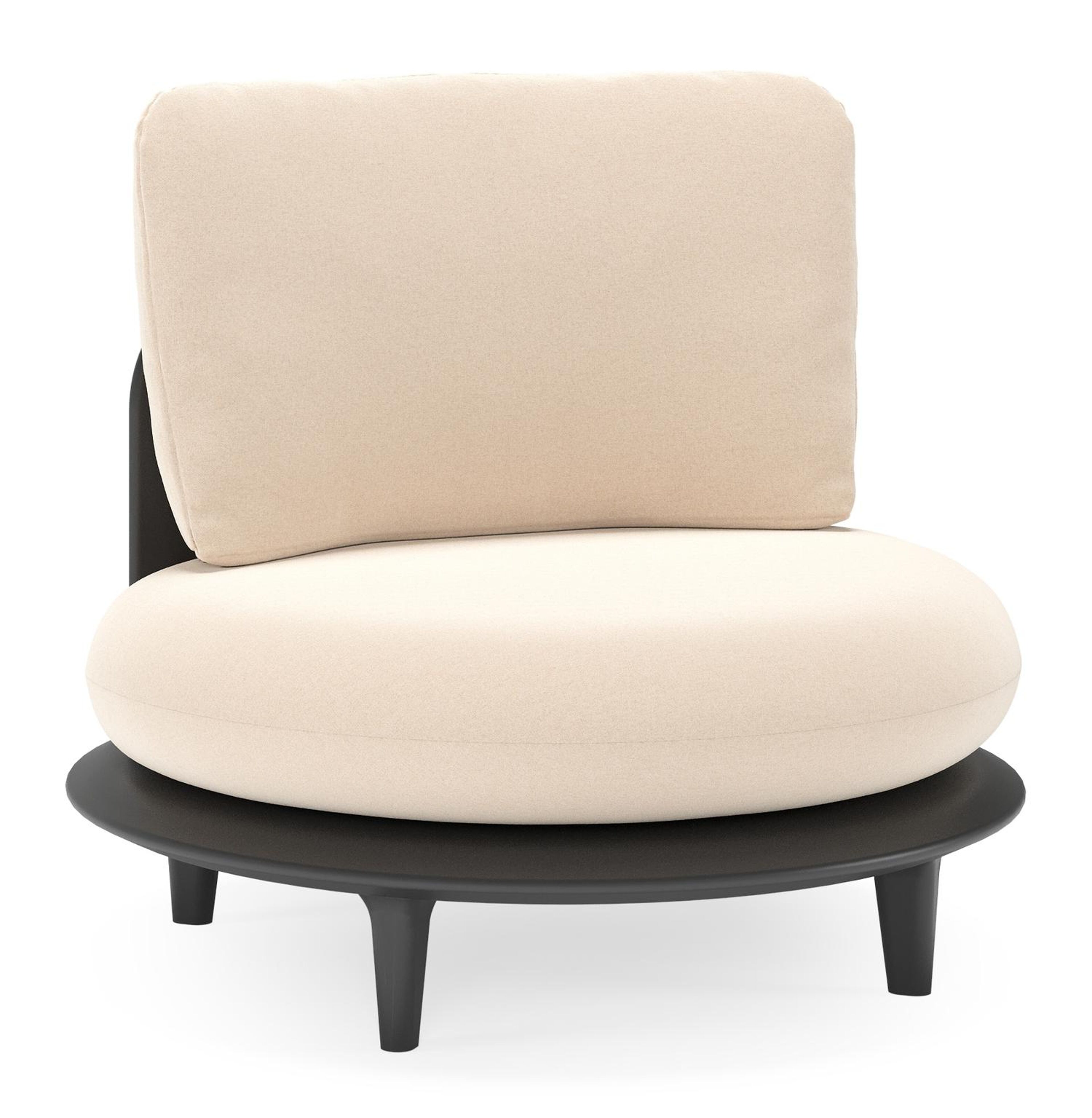 Bomero loungestoel in zwart aluminium met natte linen chalk all weather sunbrella® luxe kussen