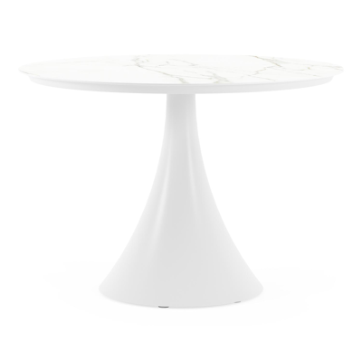 Fano tuintafel in wit aluminium en volkeramiek calacatta - Dia. 110 x H 75 cm