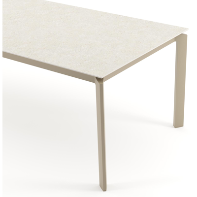 Cirello tuintafel rechthoekig in beige aluminium en volkeramiek Shilin - L 240 x B 100 x H 74.5 cm