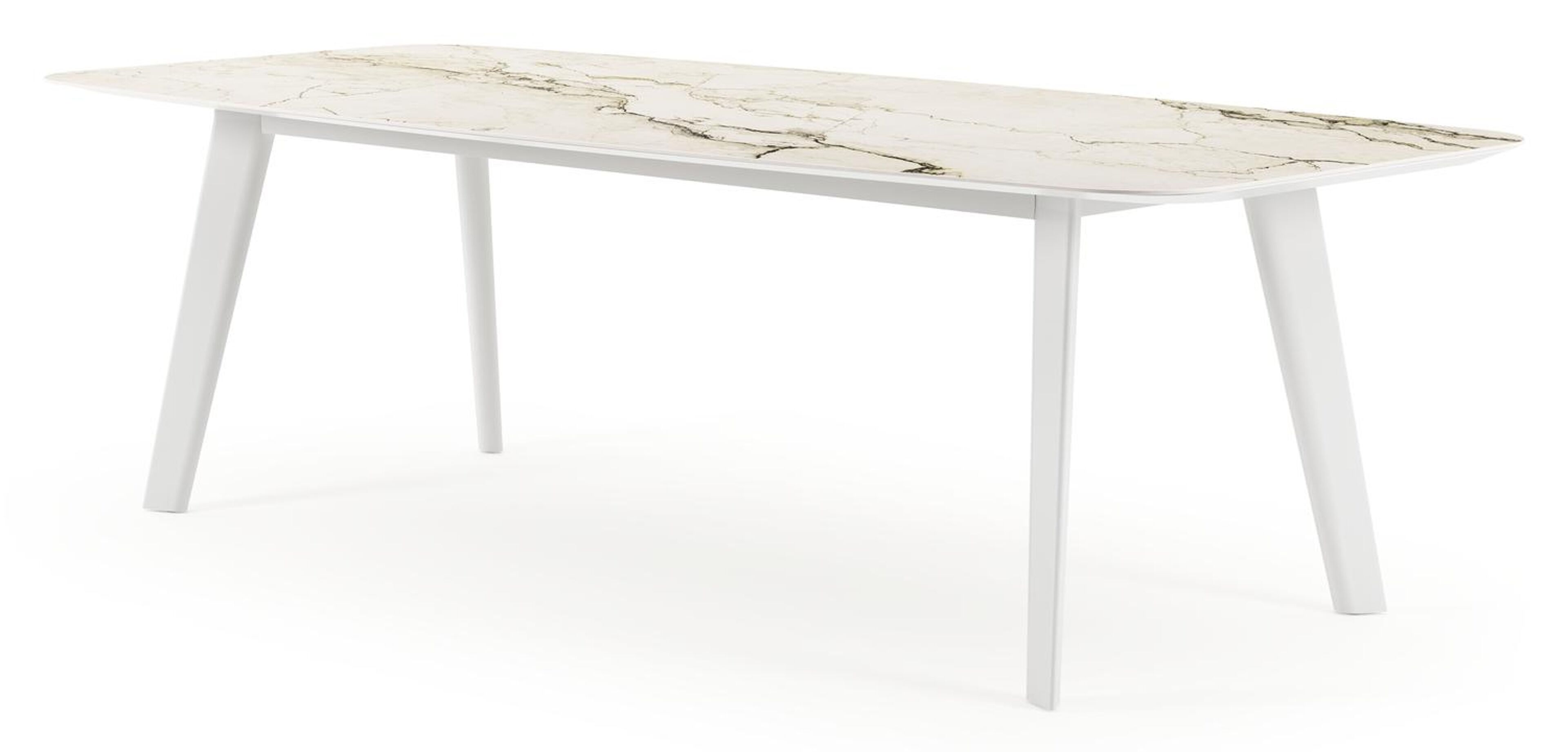 Lacrima tuintafel bootvorm in wit aluminium en volkeramiek colorado dunes - L 255 x B 115 x H 73 cm