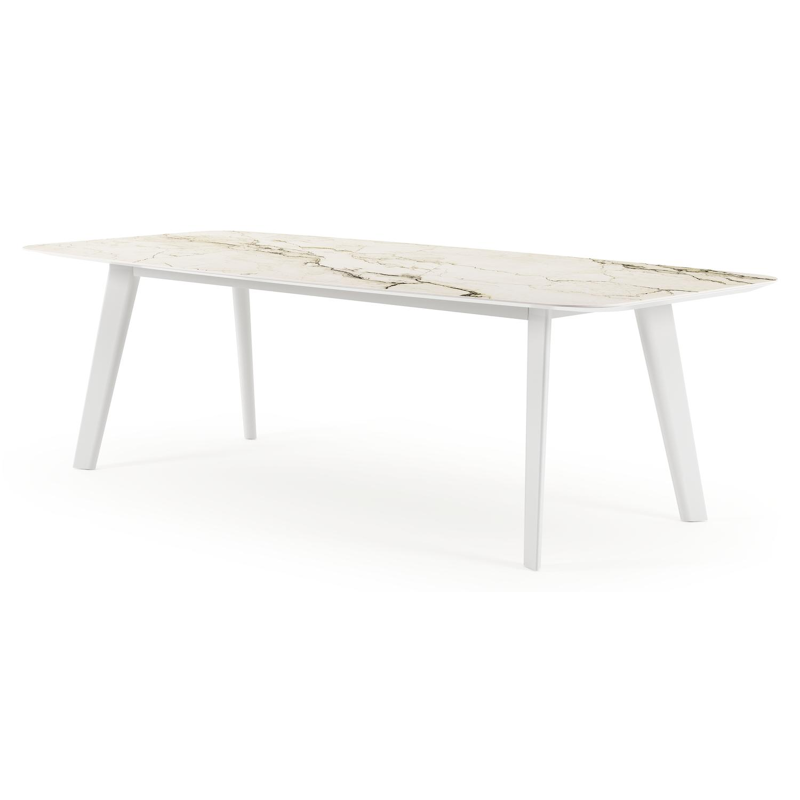Lacrima tuintafel bootvorm in wit aluminium en volkeramiek colorado dunes - L 255 x B 115 x H 73 cm