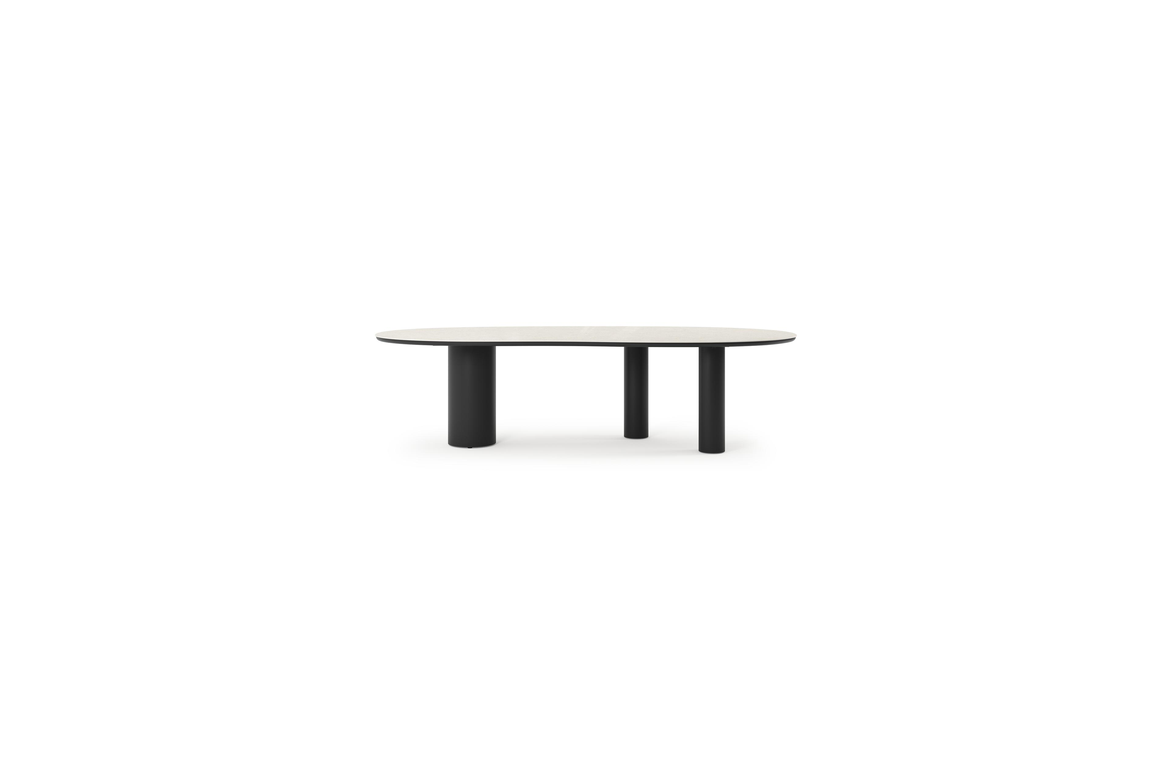 Organo tuintafel organisch in zwart aluminium en volkeramiek Shilin L 280 x B 120 x H 74 cm x H 74 cm