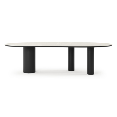 Organo tuintafel organisch in zwart aluminium en volkeramiek Shilin L 280 x B 120 x H 74 cm x H 74 cm