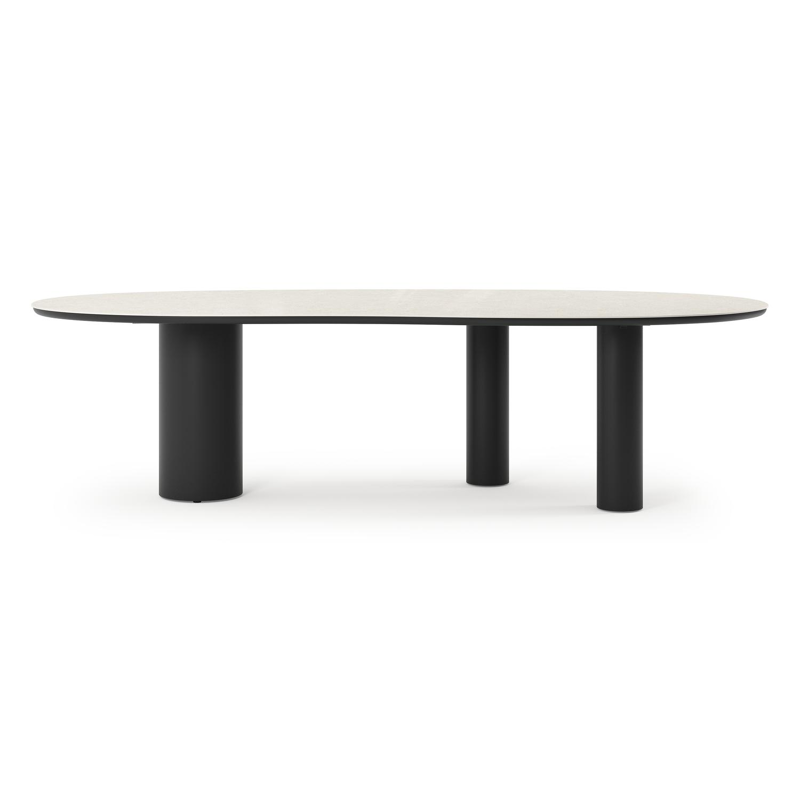 Organo tuintafel organisch in zwart aluminium en volkeramiek Shilin L 280 x B 120 x H 74 cm