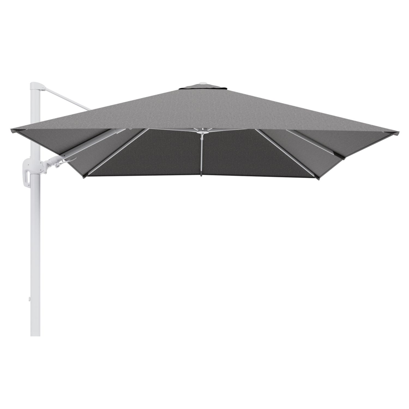 Rufina zweefparasol tiltfunctie in wit aluminium en parasoldoek in All Weather Sunbrella® Luxe Chartres Drizzle - L1 300 x L2 300 cm (zonder voet) (zonder voet)