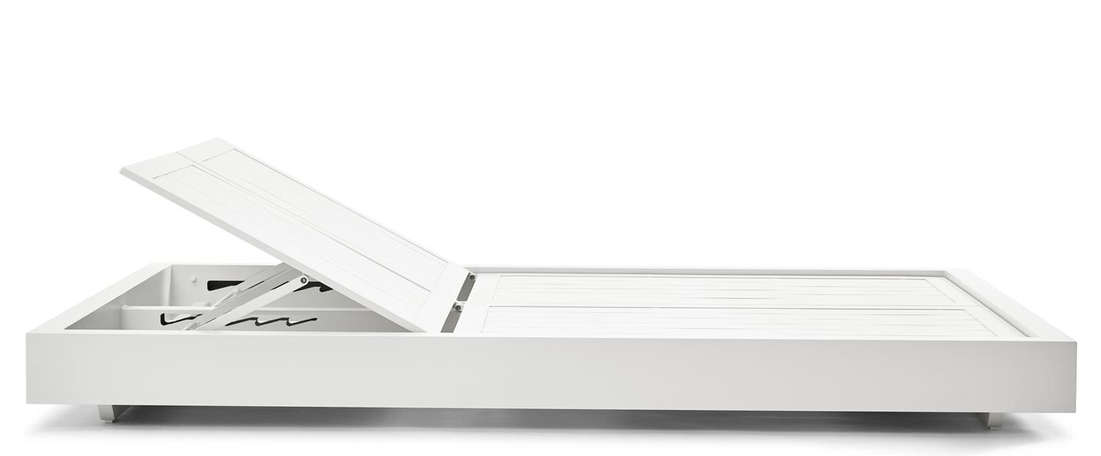 Como verstelbaar dubbel ligbed in wit aluminium met savane nimbus all weather sunbrella® luxe kussen