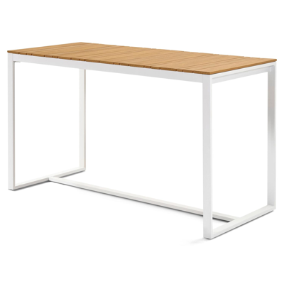 Alta barset in wit aluminium en naturel polywood tafelblad met 4 Alta tuinstoelen