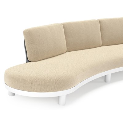 Donato loungebank in wit aluminium met all weather cosytica Althea Camel kussen