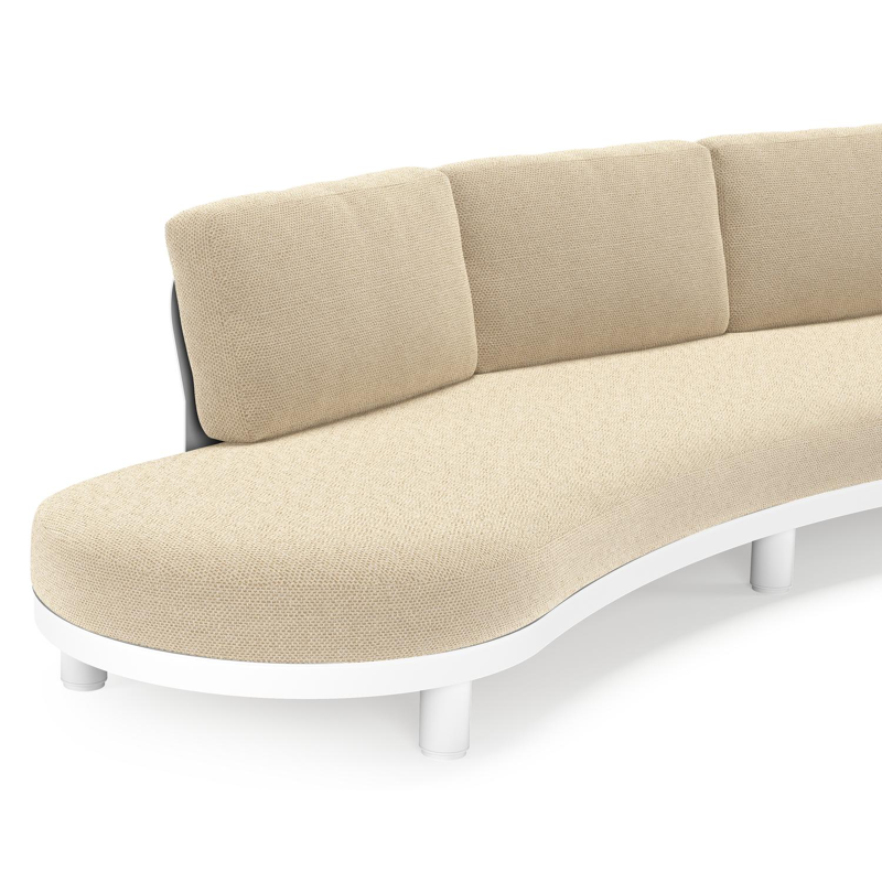 Donato loungebank in wit aluminium met all weather cosytica Althea Camel kussen