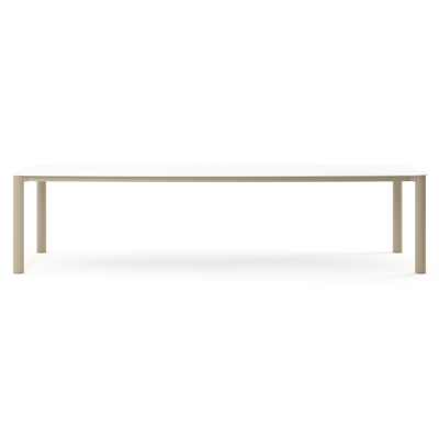 Orso tuintafel bootvorm in beige aluminium en volkeramiek Arctic White - L 315 x B 115 x H 74.5 cm