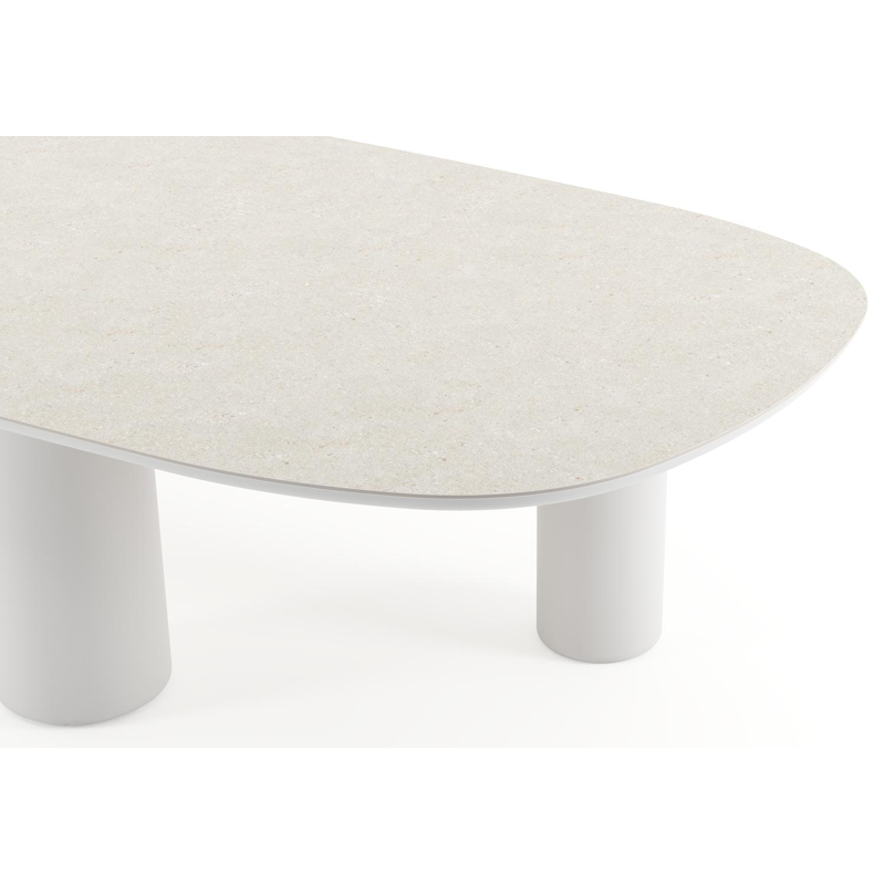 Amico tuintafel bombo xl in wit aluminium en volkeramiek Shilin - L 320 x B 148 x H 73.5 cm