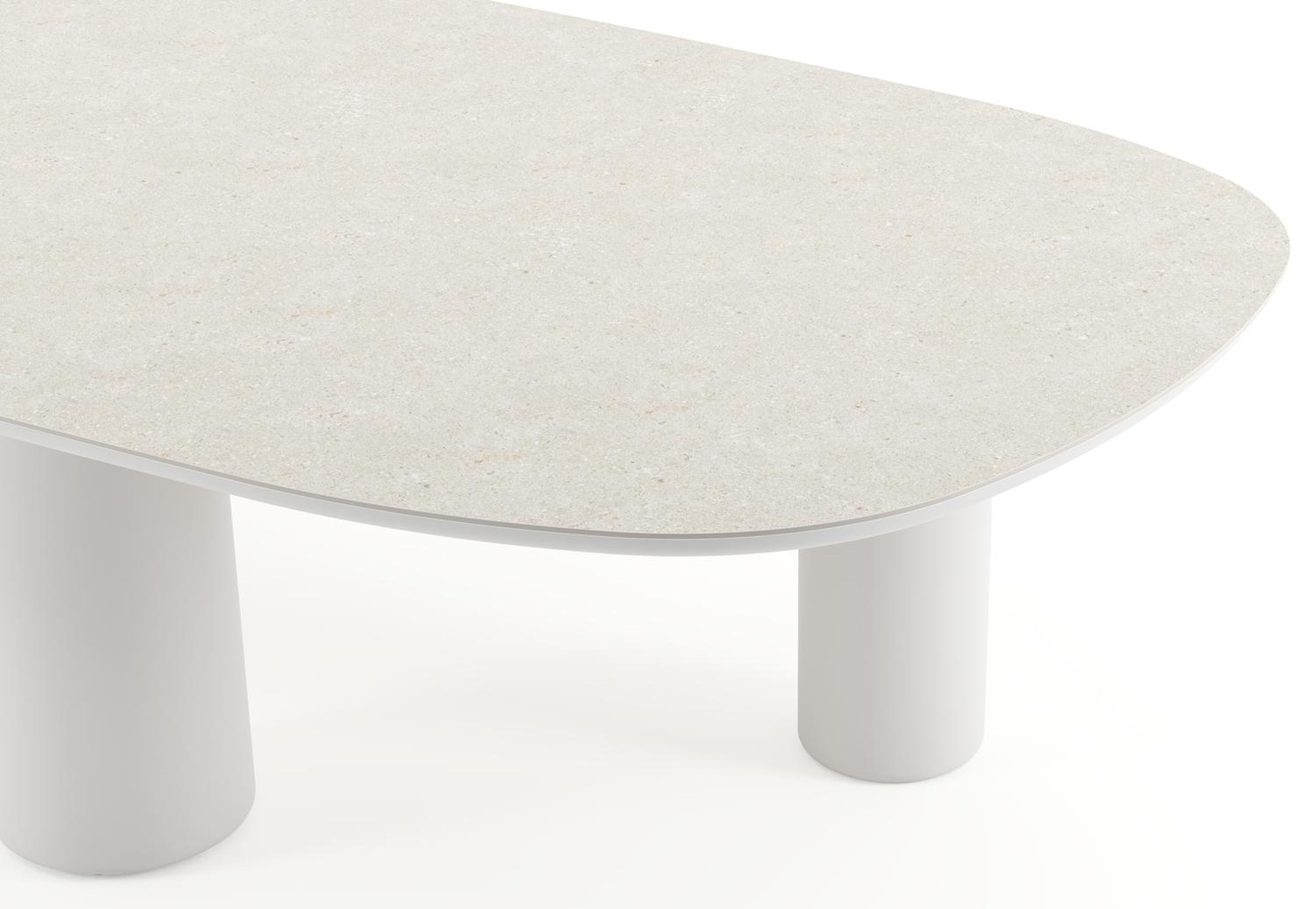 Table de jardin Amico bombo xl en aluminium blanc et céramique pleine Shilin - Lg. 320 x Lrg. 148 x Haut. 74 cm