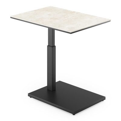 Cirello pop-up bijzettafel in zwart aluminium en volkeramiek Rapolano - L 70 x B 50 x H 44 cm