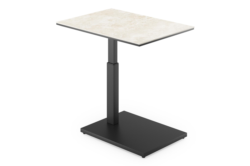 Cirello pop-up bijzettafel in zwart aluminium en volkeramiek Rapolano - L 70 x B 50 x H 44 cm