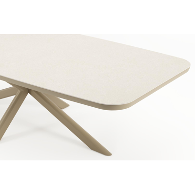 Pamplona tuintafel bootvorm in beige aluminium en sintered stone Crema minerale - L 267.4 x B 115 x H 73 cm