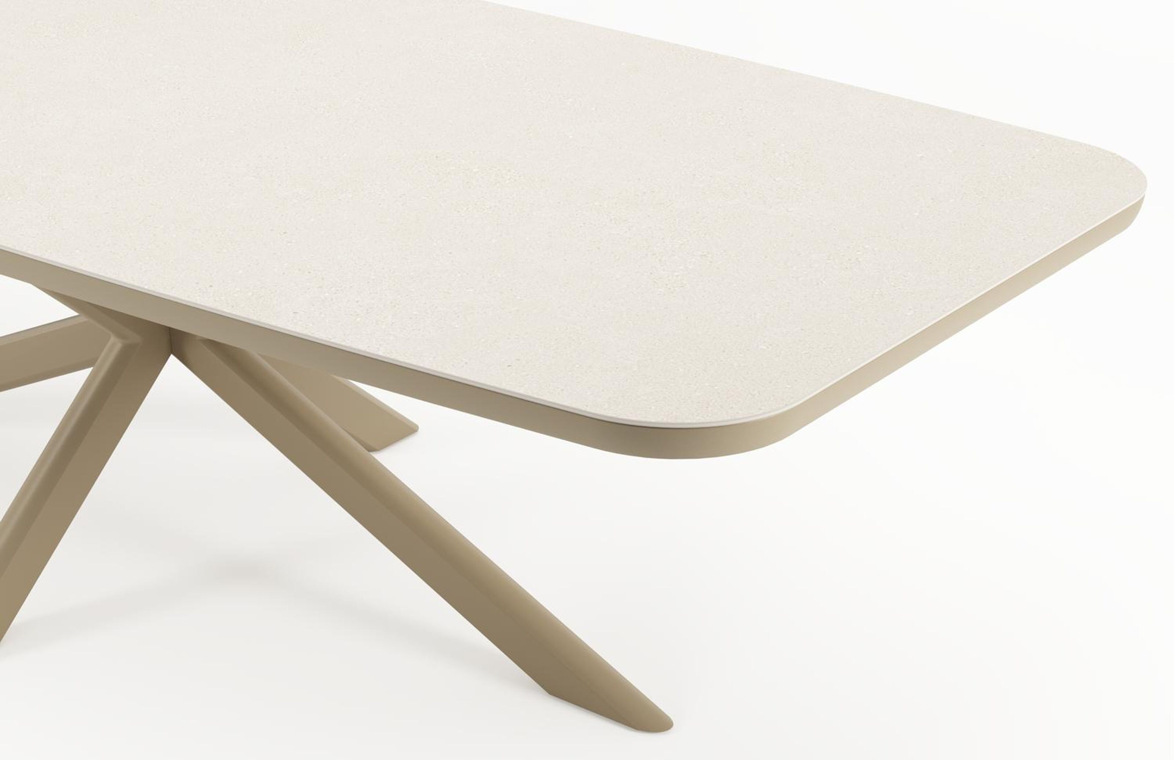 Ensemble de jardin Pamplona en aluminium beige et sintered stone crema minerale avec 6 chaises de jardin empilable Zamora