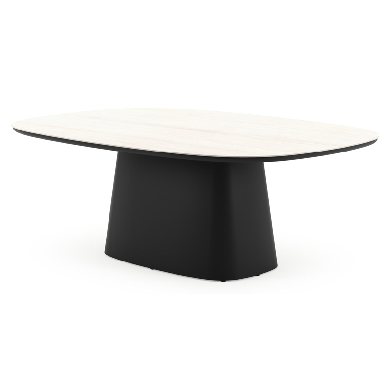 Amico tuintafel bombo xl in zwart aluminium en volkeramiek Travertino Bianco - L 210 x B 148 x H 73.5 cm