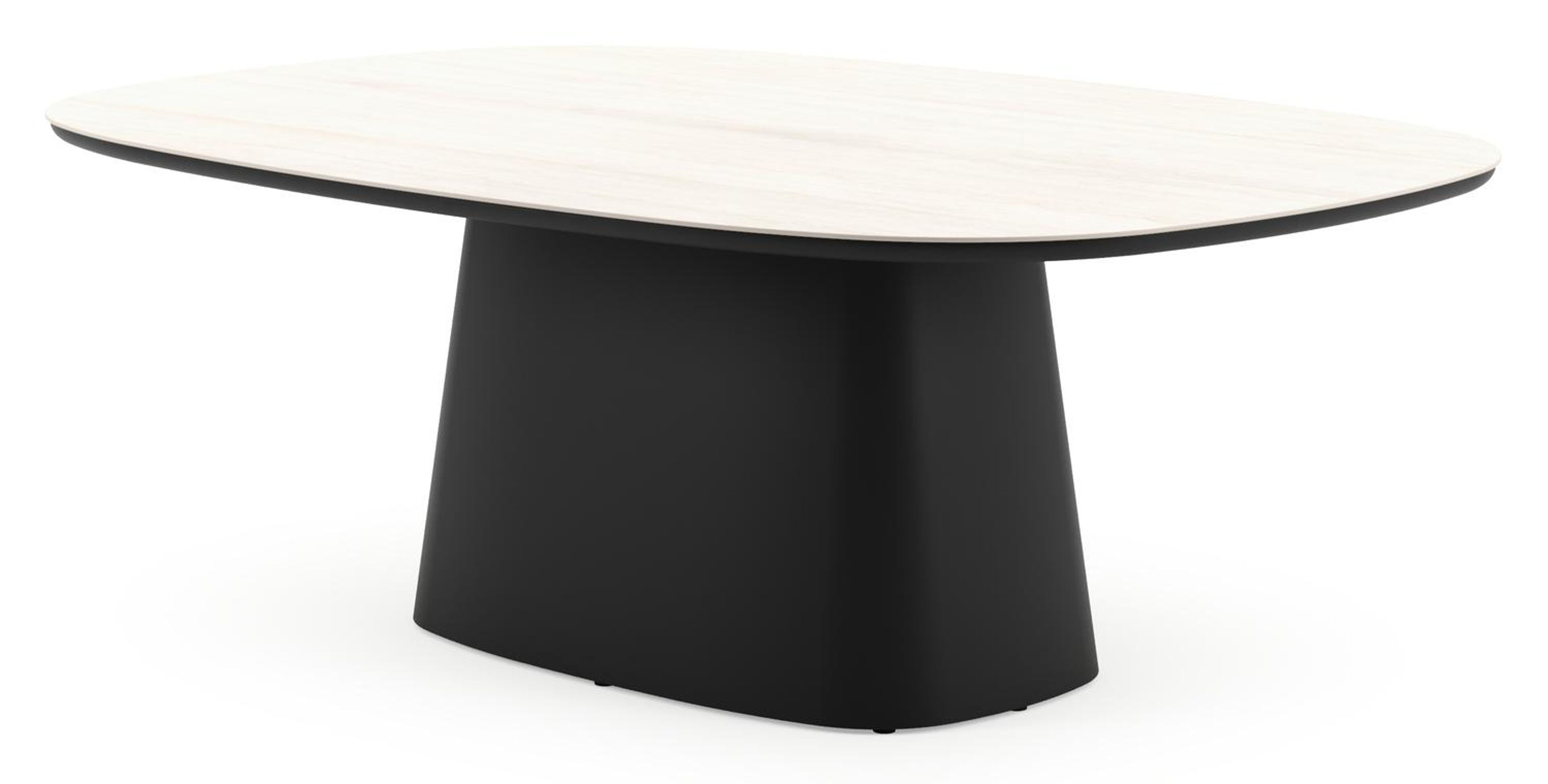 Table de jardin Amico bombo xl en aluminium noir et céramique pleine Travertino Bianco - Lg. 210 x Lrg. 148 x Haut. 73.5 cm