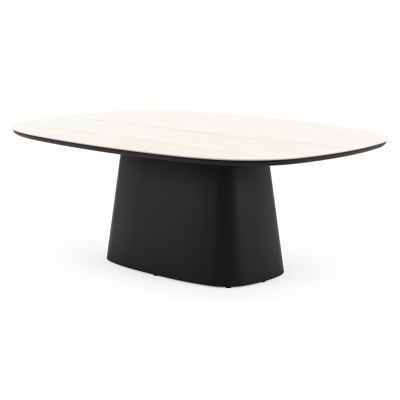 Amico tuintafel bombo xl in zwart aluminium en volkeramiek Travertino Bianco - L 210 x B 148 x H 73.5 cm