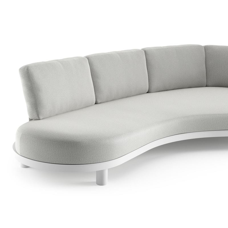 Canapé de jardin Donato en aluminium blanc et coussins en all weather sunbrella® luxe savane nimbus