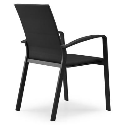 Lioni stapelbare tuinstoel in zwart aluminium en zwart luxe comfort textilene