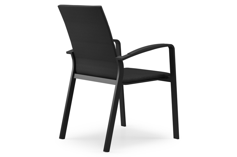 Lioni stapelbare tuinstoel in zwart aluminium en zwart luxe comfort textilene