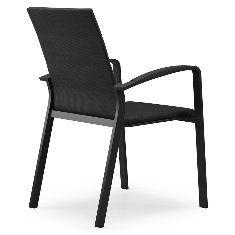 Lioni stapelbare tuinstoel in zwart aluminium en zwart luxe comfort textilene