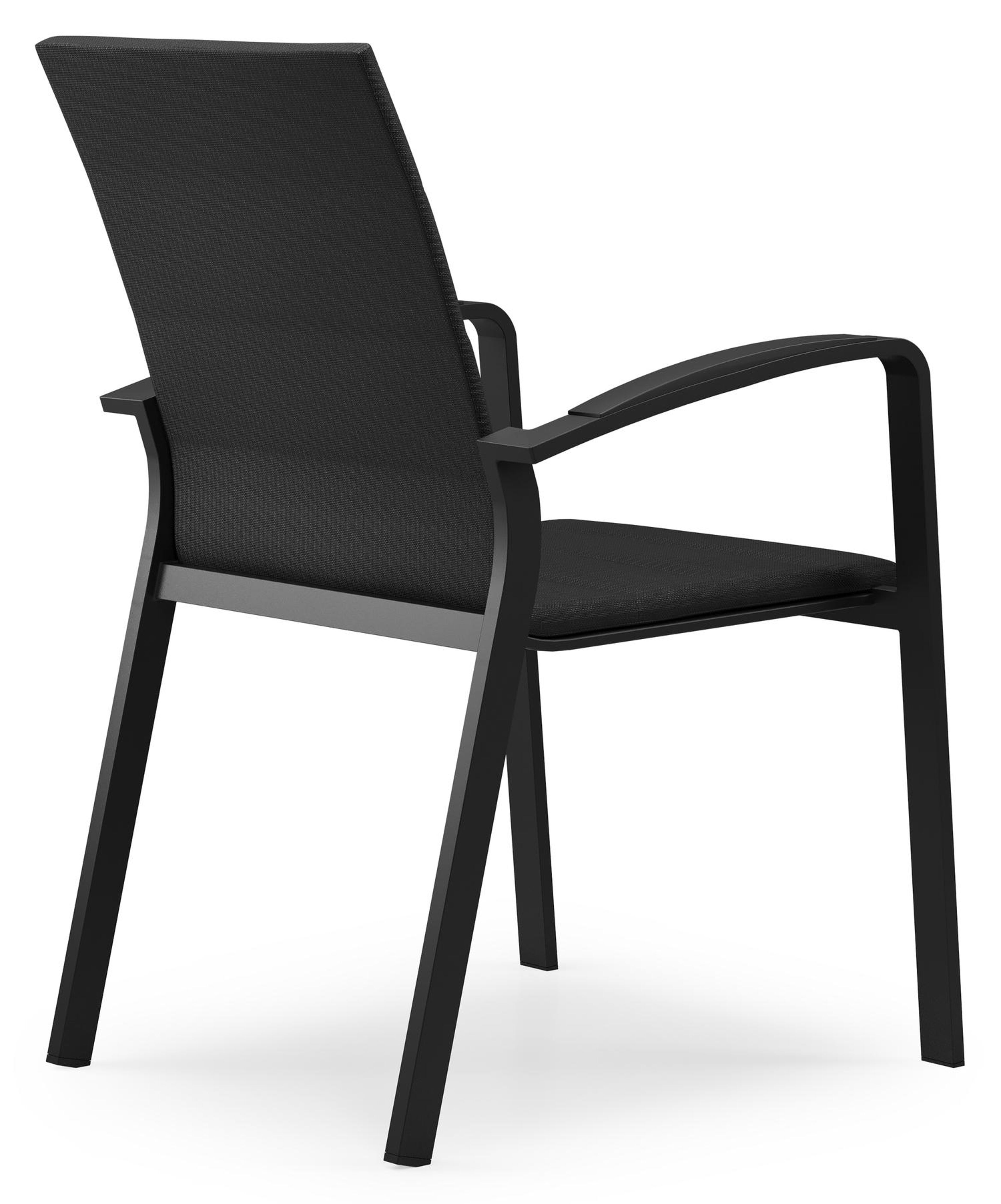 Lioni stapelbare tuinstoel in zwart aluminium en zwart luxe comfort textilene