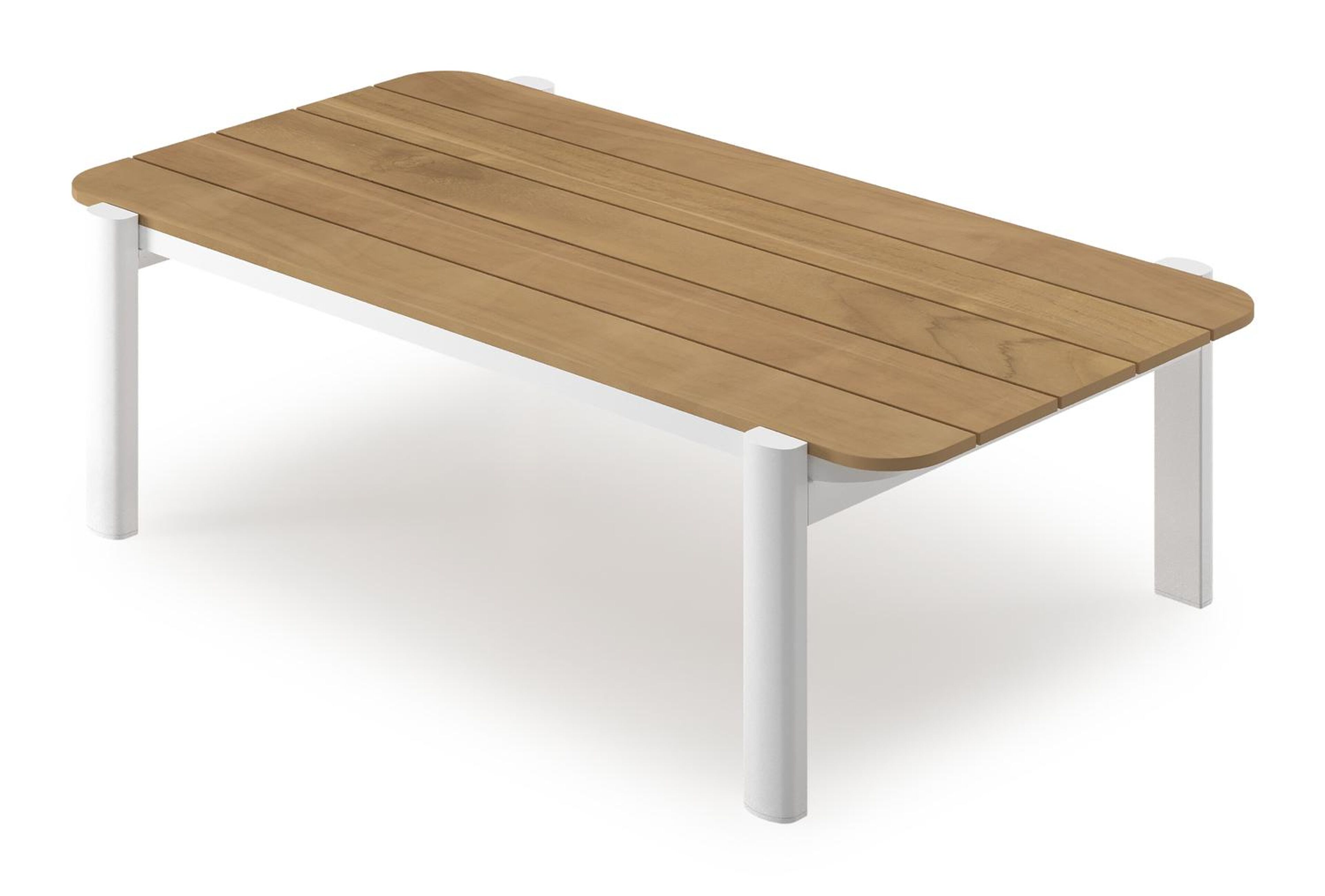 Salamanca loungetafel in wit aluminium en teak - L 120 x B 68 x H 34 cm