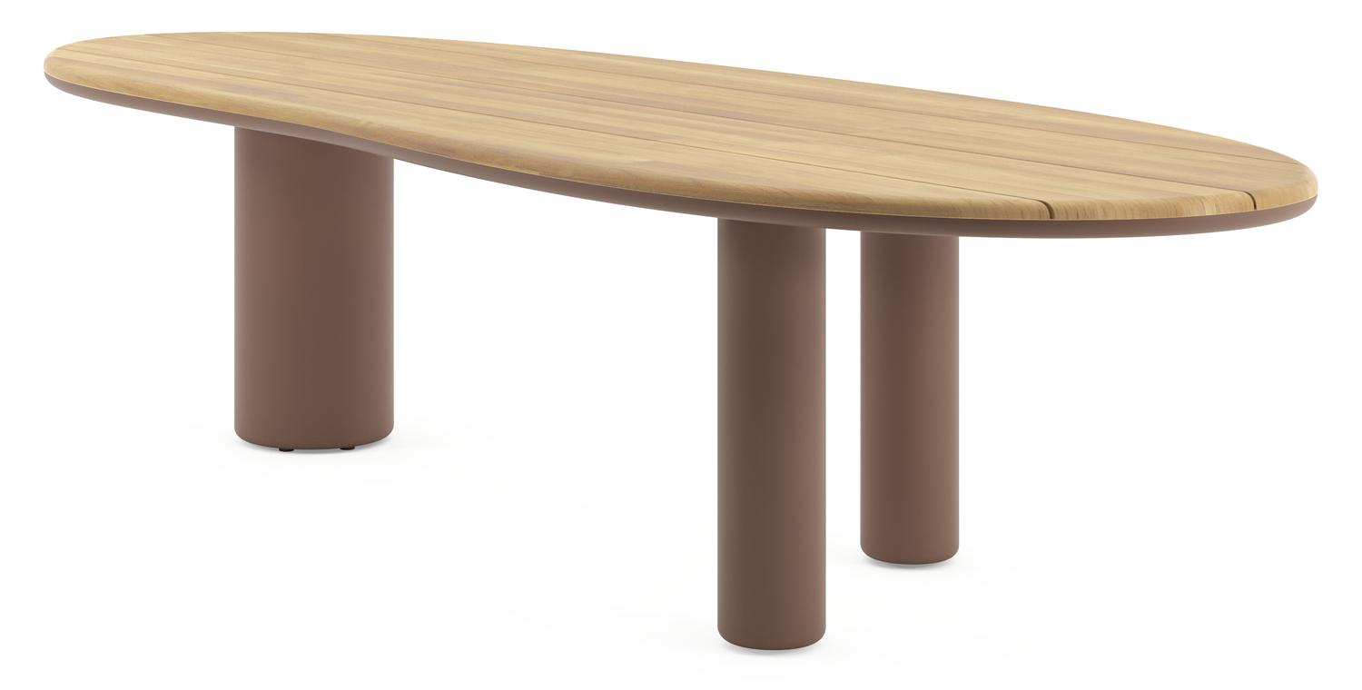 Amico tuintafel organisch in taupe aluminium en teak - L 320 x B 120 x H 73.5 cm