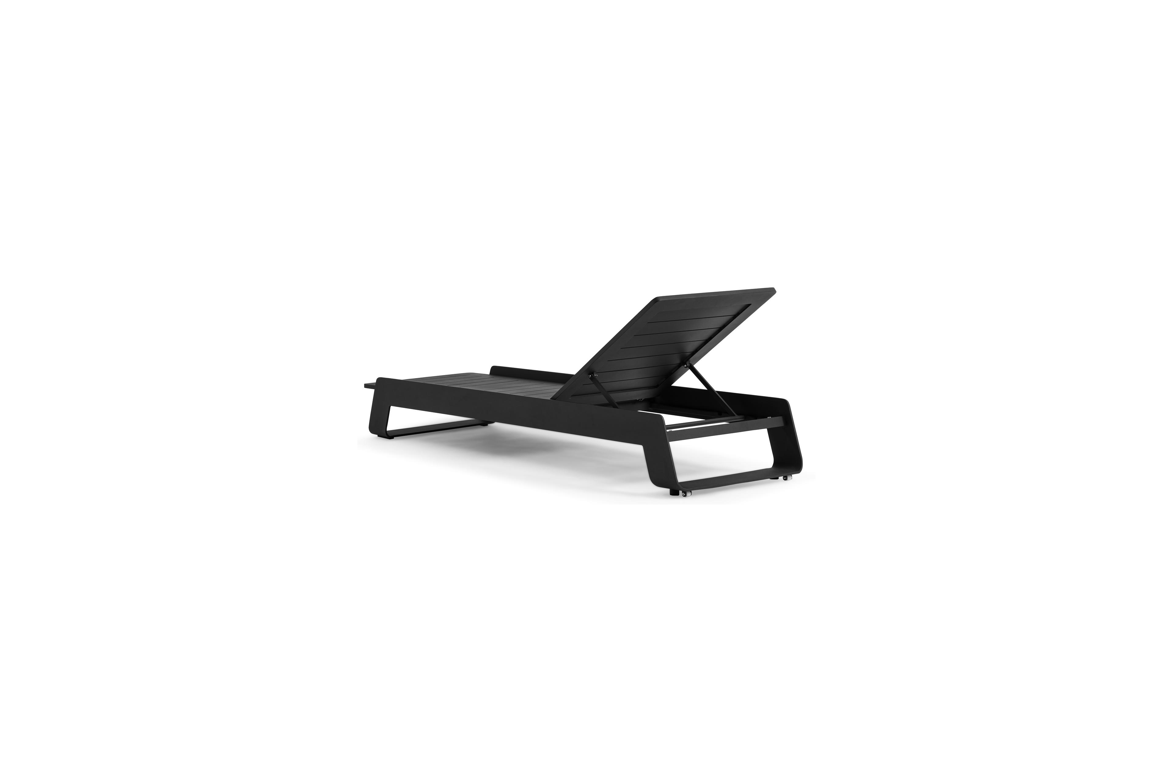 Atessa verstelbaar ligbed in zwart aluminium met chartres pewter all weather sunbrella® luxe kussens