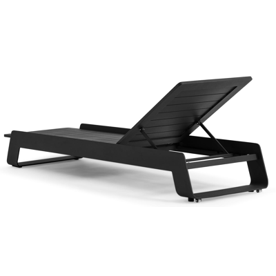 Chaise longue réglable Atessa en aluminium noir avec all weather sunbrella® luxe chartres pewter coussin