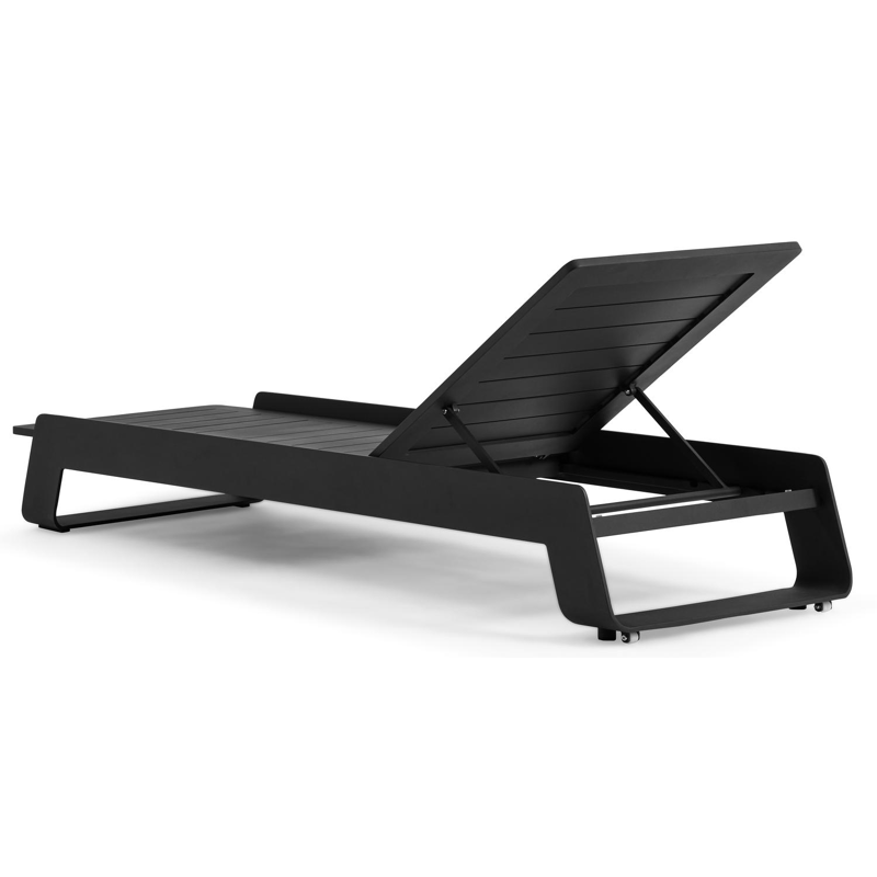 Atessa verstelbaar ligbed in zwart aluminium met chartres pewter all weather sunbrella® luxe kussens