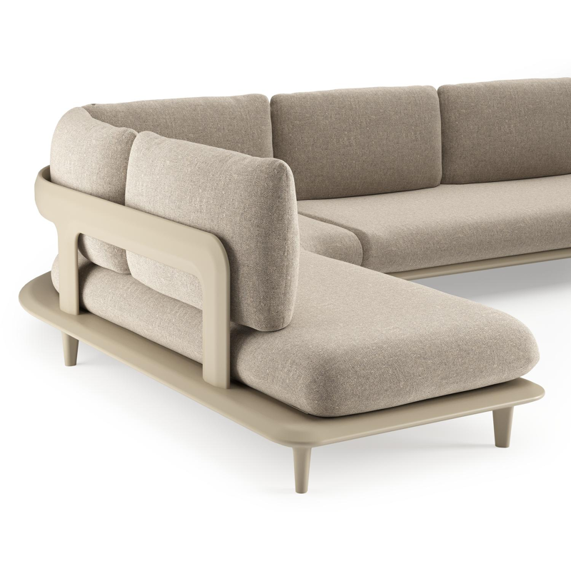 Bomero loungehoek in beige aluminium met chartres pewter all weather sunbrella® luxe kussen