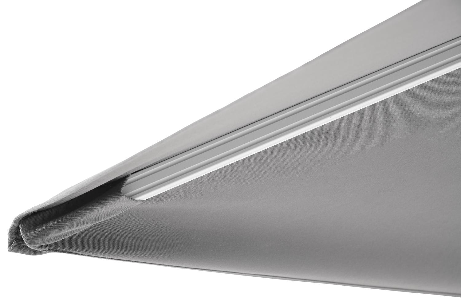 Parasol pendant Avola avec fonction tilt en aluminium blanc avec toile de parasol en all weather sunbrella® premium gris - Larg1 300 x Larg2 300 cm (sans pied de parasol)