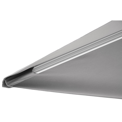 Avola zweefparasol met tiltfunctie in wit aluminium met grijs sunbrella® premium parasoldoek - L1 300 x L2 300 cm (met voet)