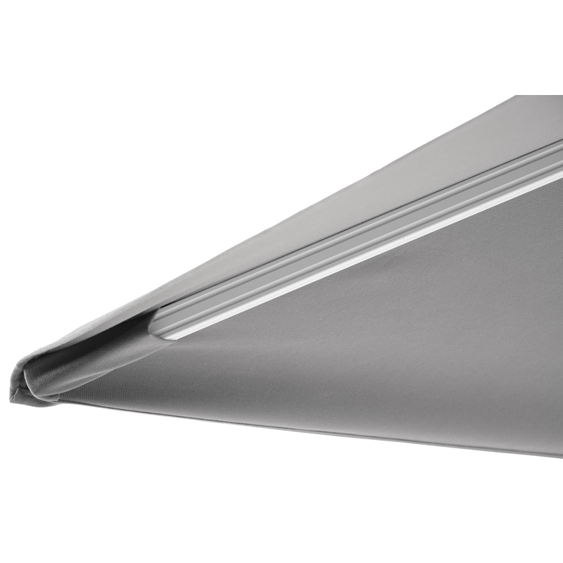 Avola zweefparasol met tiltfunctie in wit aluminium met grijs sunbrella® premium parasoldoek - L1 300 x L2 300 cm (zonder voet)