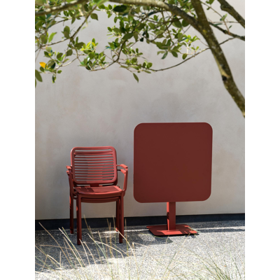 Fano inklapbare tuintafel afgerond vierkant in ruby aluminium - L 80 x B 80 x H 73 cm