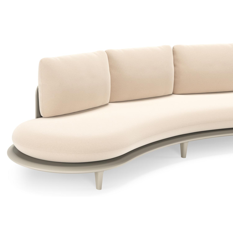 Bomero loungebank in beige aluminium met natte linen chalk all weather sunbrella® luxe kussen