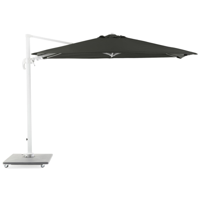 Avola zweefparasol met tiltfunctie in wit aluminium met grijs weather+ softtouch parasoldoek - L1 200 x L2 300 cm (met voet)