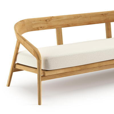 Lacrima loungebank in teak met althea off white all weather Cosytica kussen