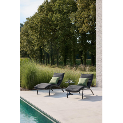 Siena ligbed in zwart aluminium en zwart textilene